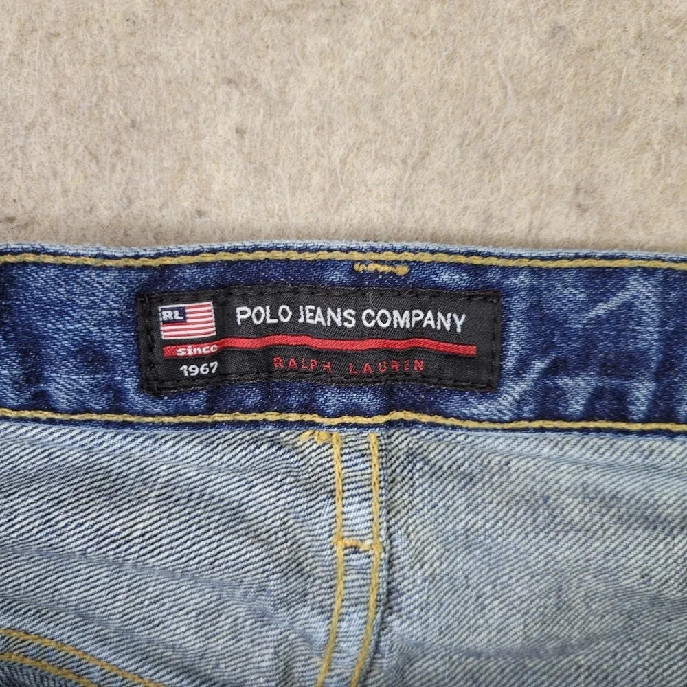 Polo Jeans Ralph Lauren Woodrow‎ Blue Jeans Baggy 36x25 Medium Wash Vintage